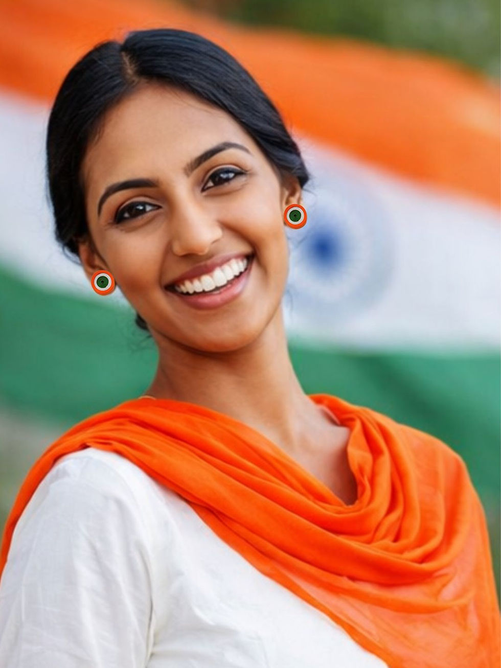 Thumbnail: Designers Collection Lightweight tri-colour (Tiranga) Earrings DSER_E_017