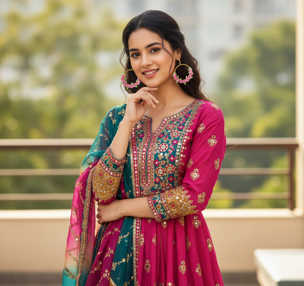 model wearing unique Festive earrings collection by Designers Collection®