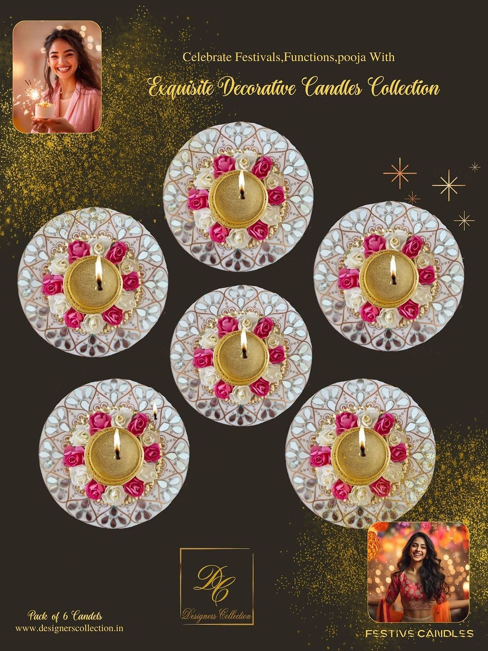 Thumbnail: Decorative Candles for Diwali, Festivals, Pooja by Designers Collection DC_003