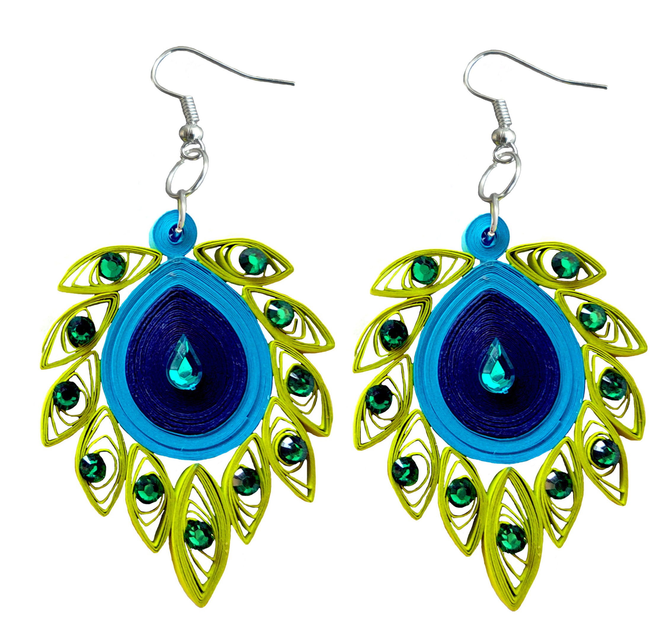 Green Blue paper quilling earrings by Designers Collection
