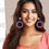 Thumbnail: model wearing Purple Off White paper quilling earrings by Designers Collection