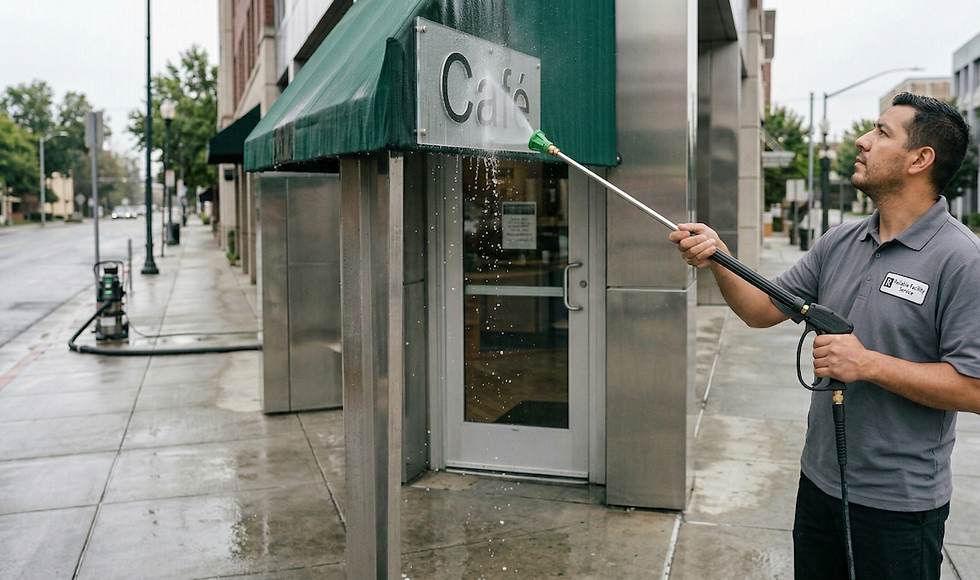 Will commercial power washing damage my storefront signs or awnings?