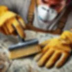 A worker detecting if stone has mold or efflorescence