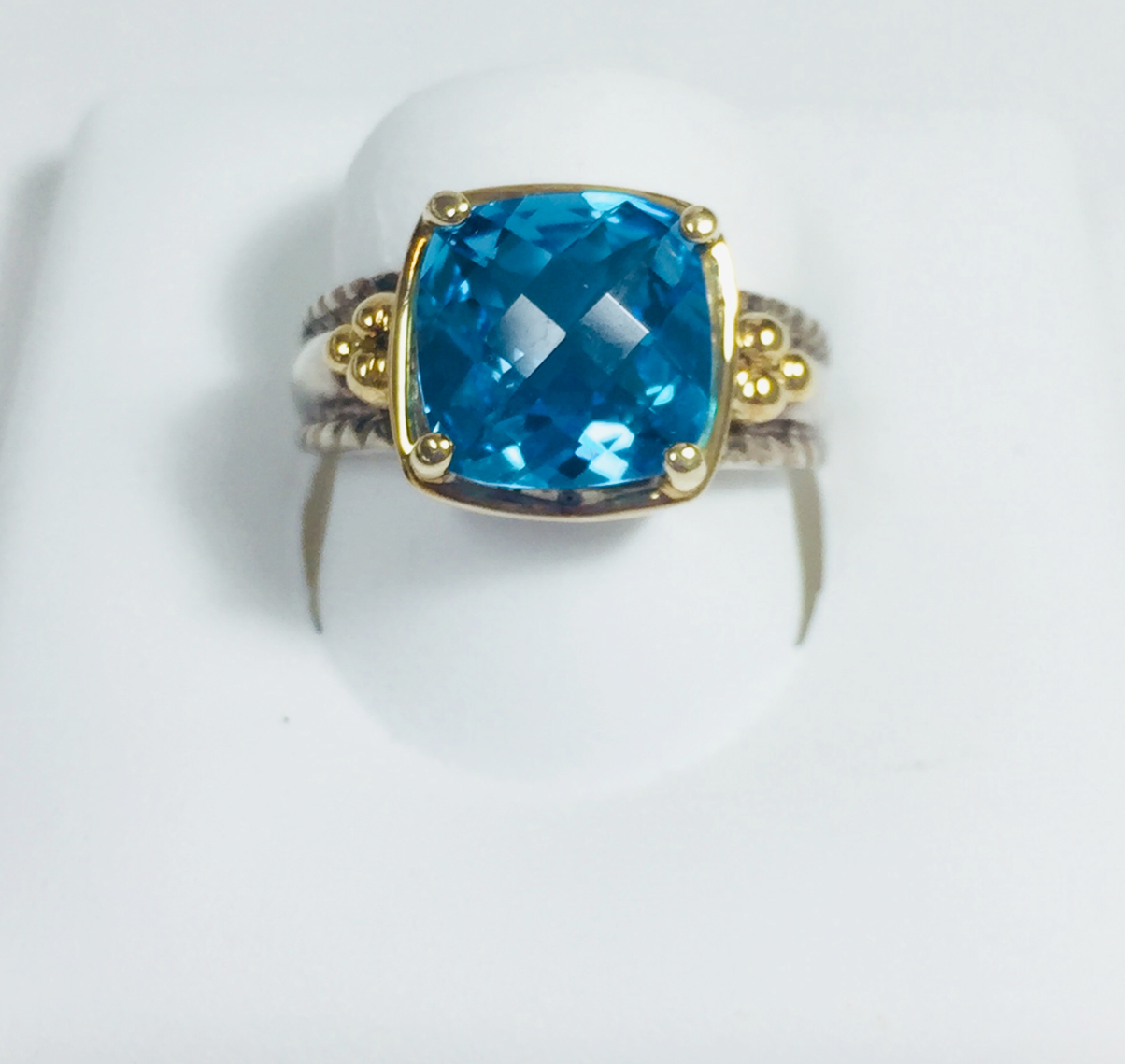 Genuine blue topaz ring.