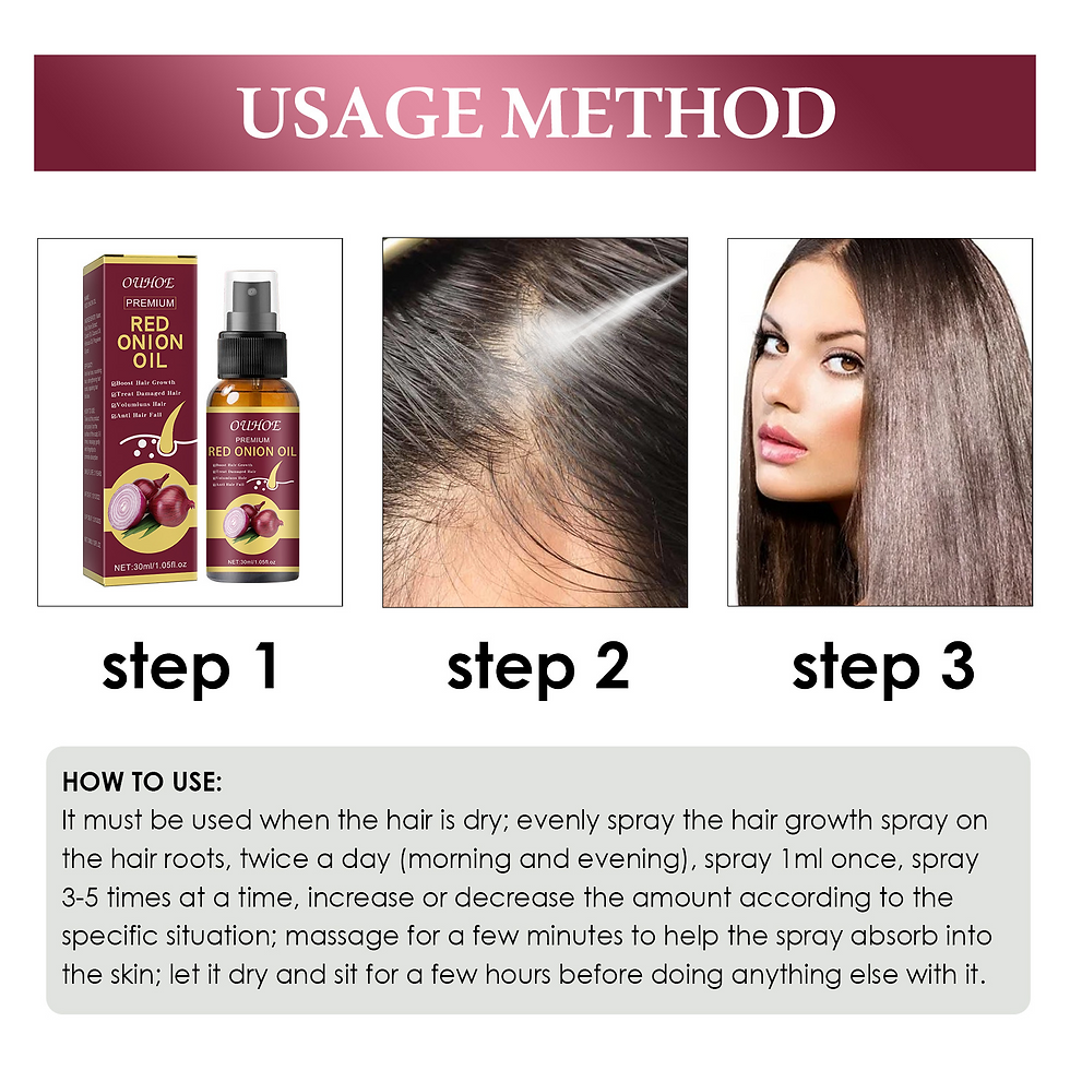 Passo a passo de como usar o Onion Hair Growth Oil Spray.