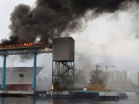 Terminal é condenado a pagar R$ 2,8 milhões a empresas que a auxiliaram no combate a incêndio no Porto de Santos.