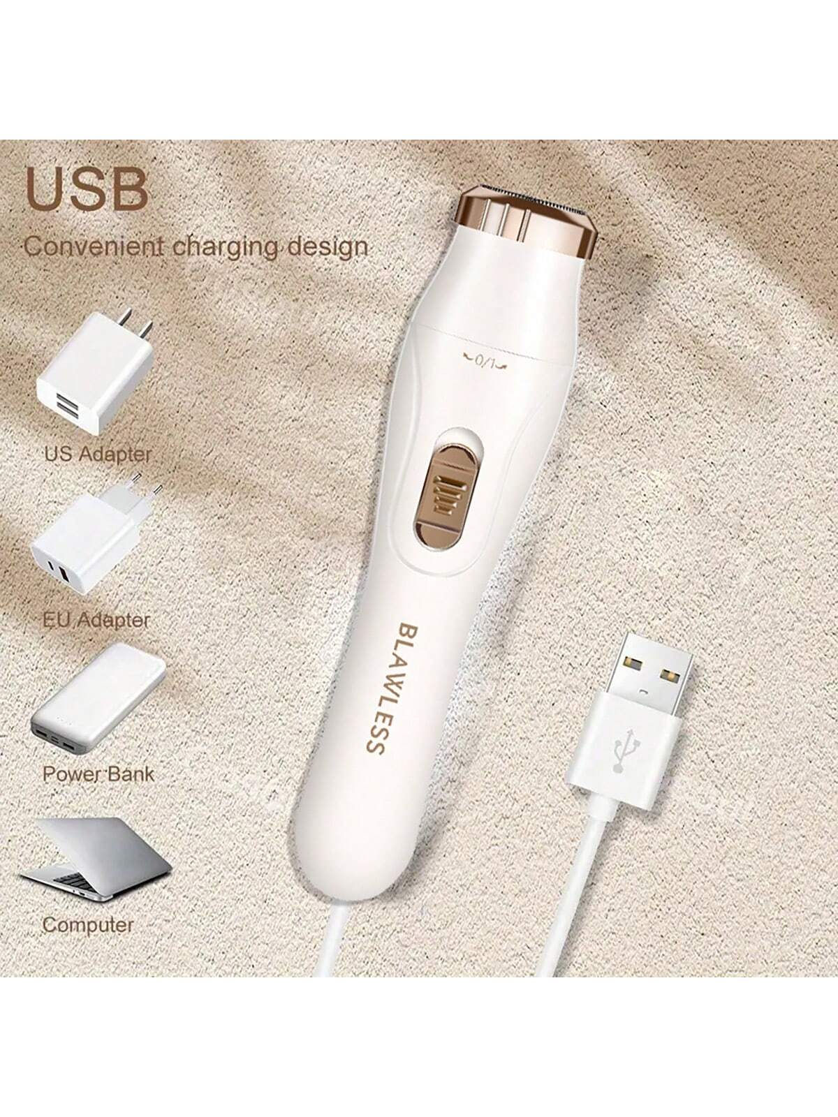 Rechargeable 3-In-1 Electric Razor For Women - Painless Hair Trimmer
