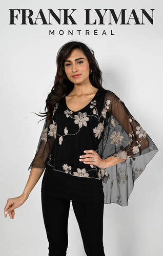 Frank Lyman Double Layer Chiffon Blouse Vanilla 61175 main image 1