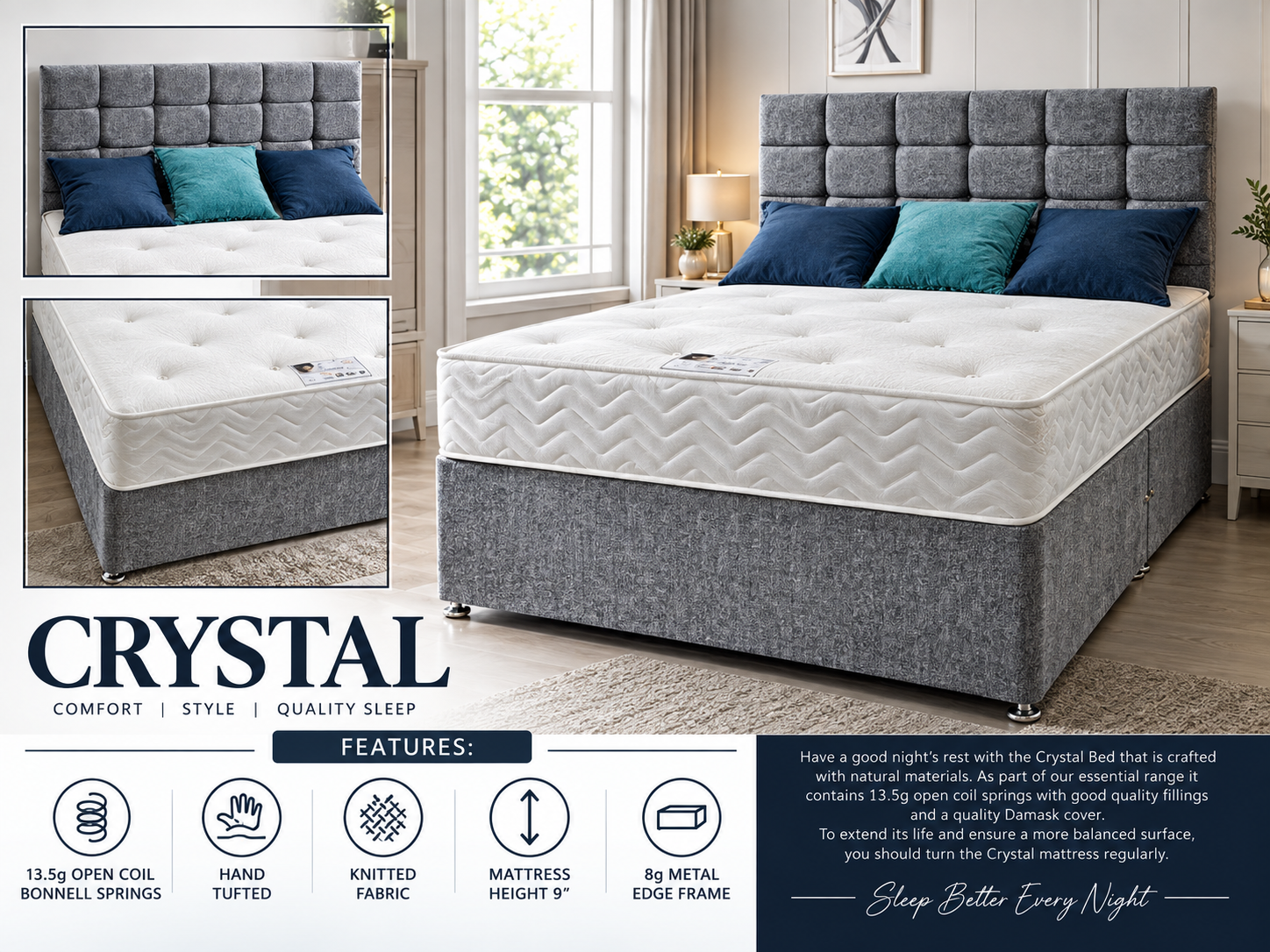 Crystal Range 13.5 Gauge Spring 9" Mattress