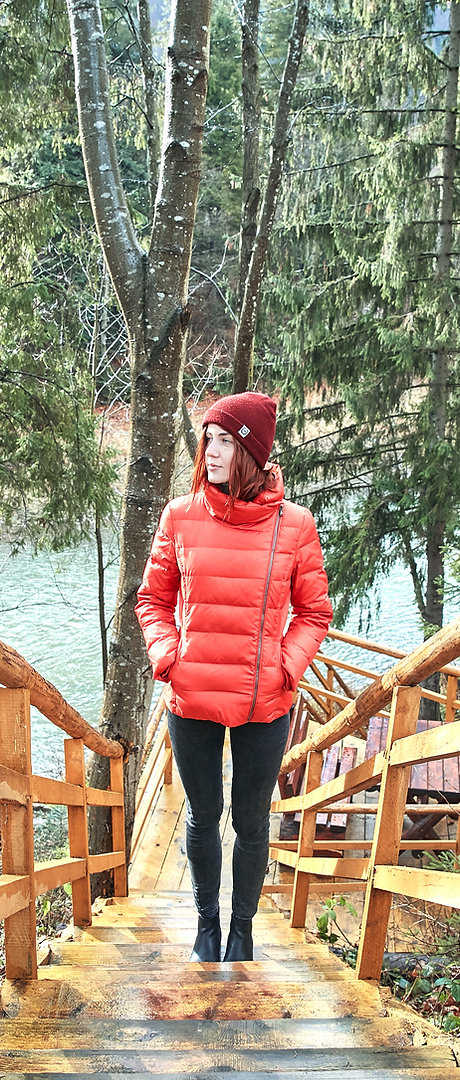 Girl Walking Up Wooden Stairs