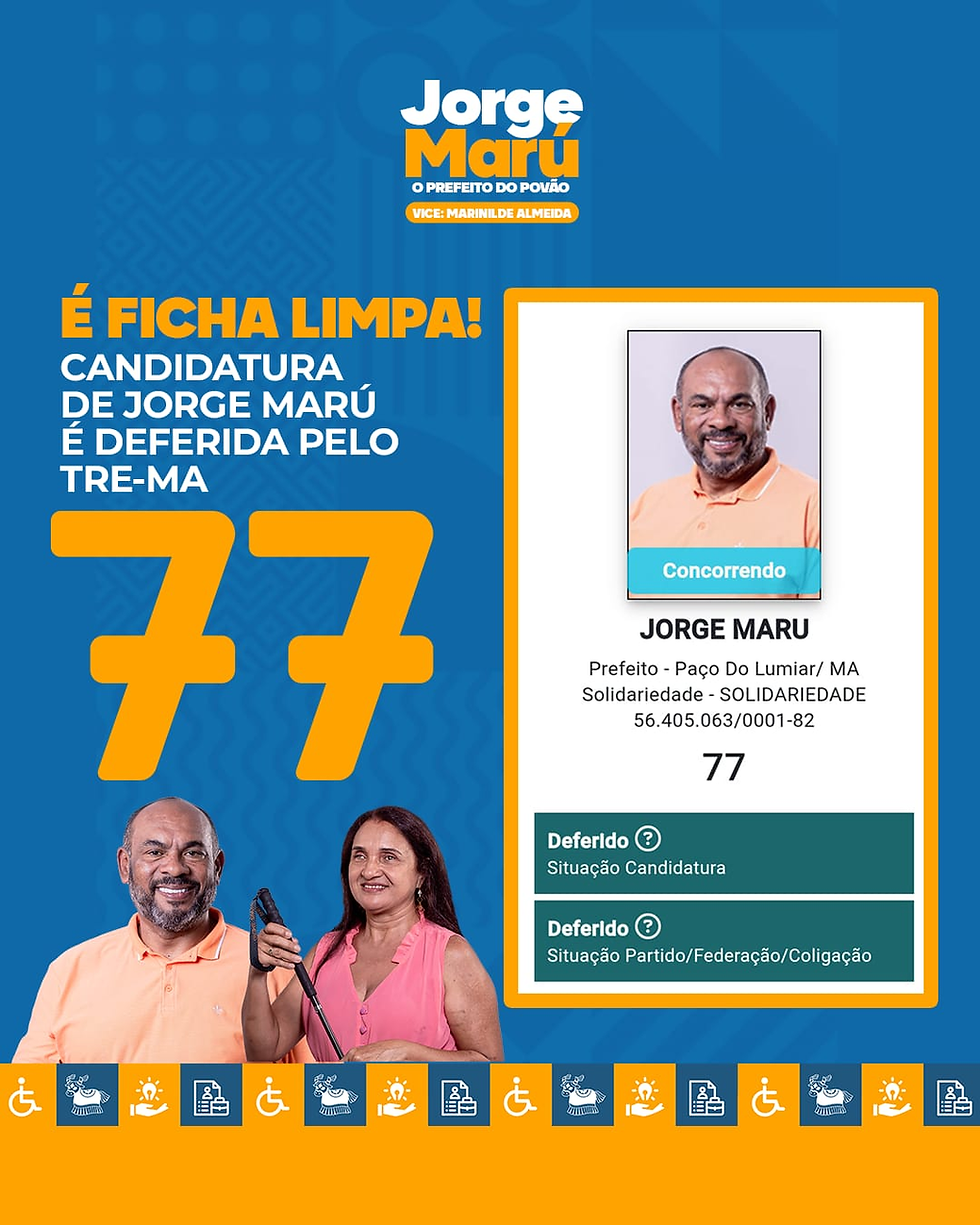 ELEIÇÕES 2024: Jorge Marú tem sua Candidatura deferida pela Justiça Eleitoral