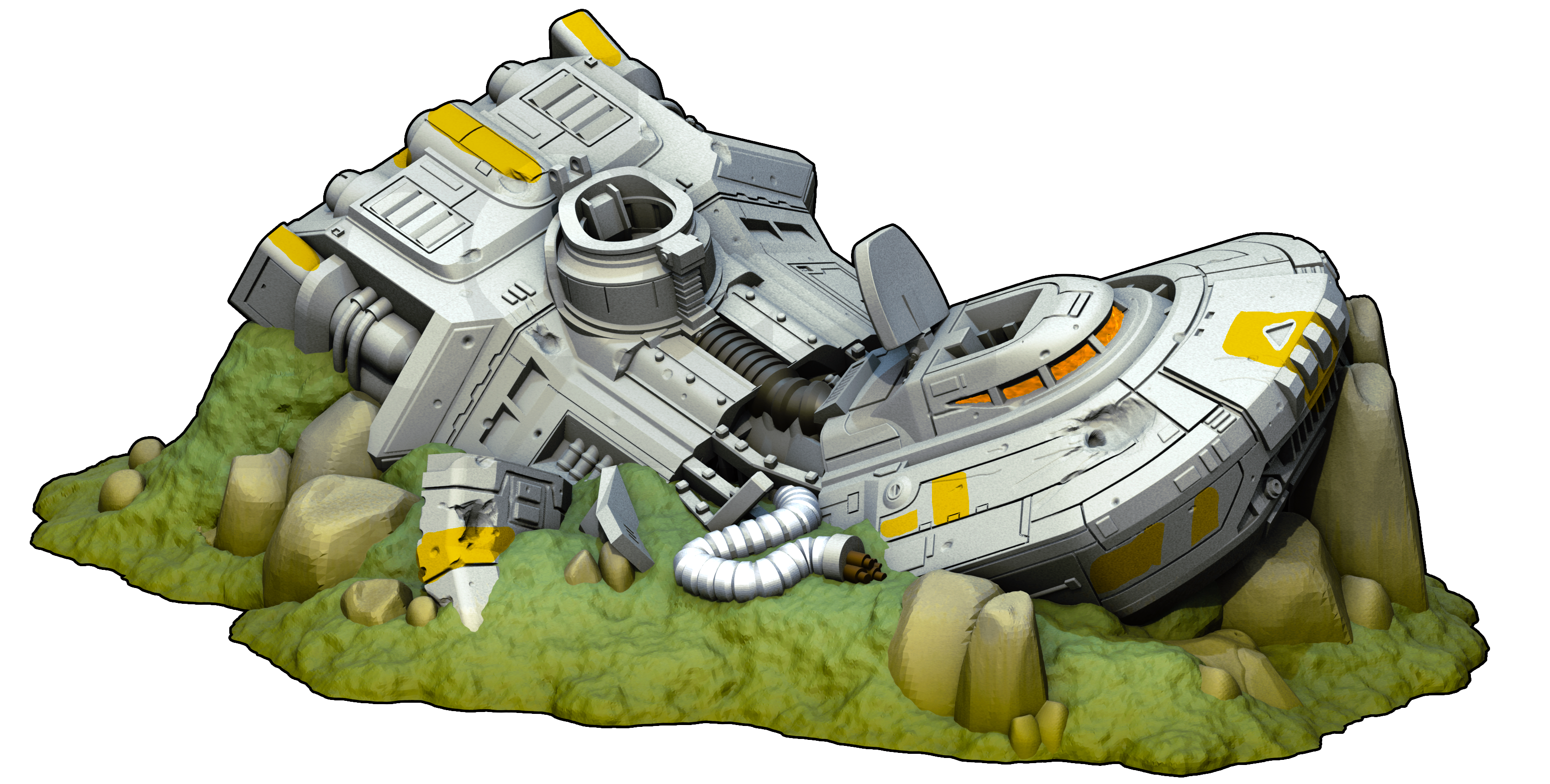 Rebel T1B Repulsor Tank Star Wars Legion Vehicle War Scenery STL 3D printable Crashed