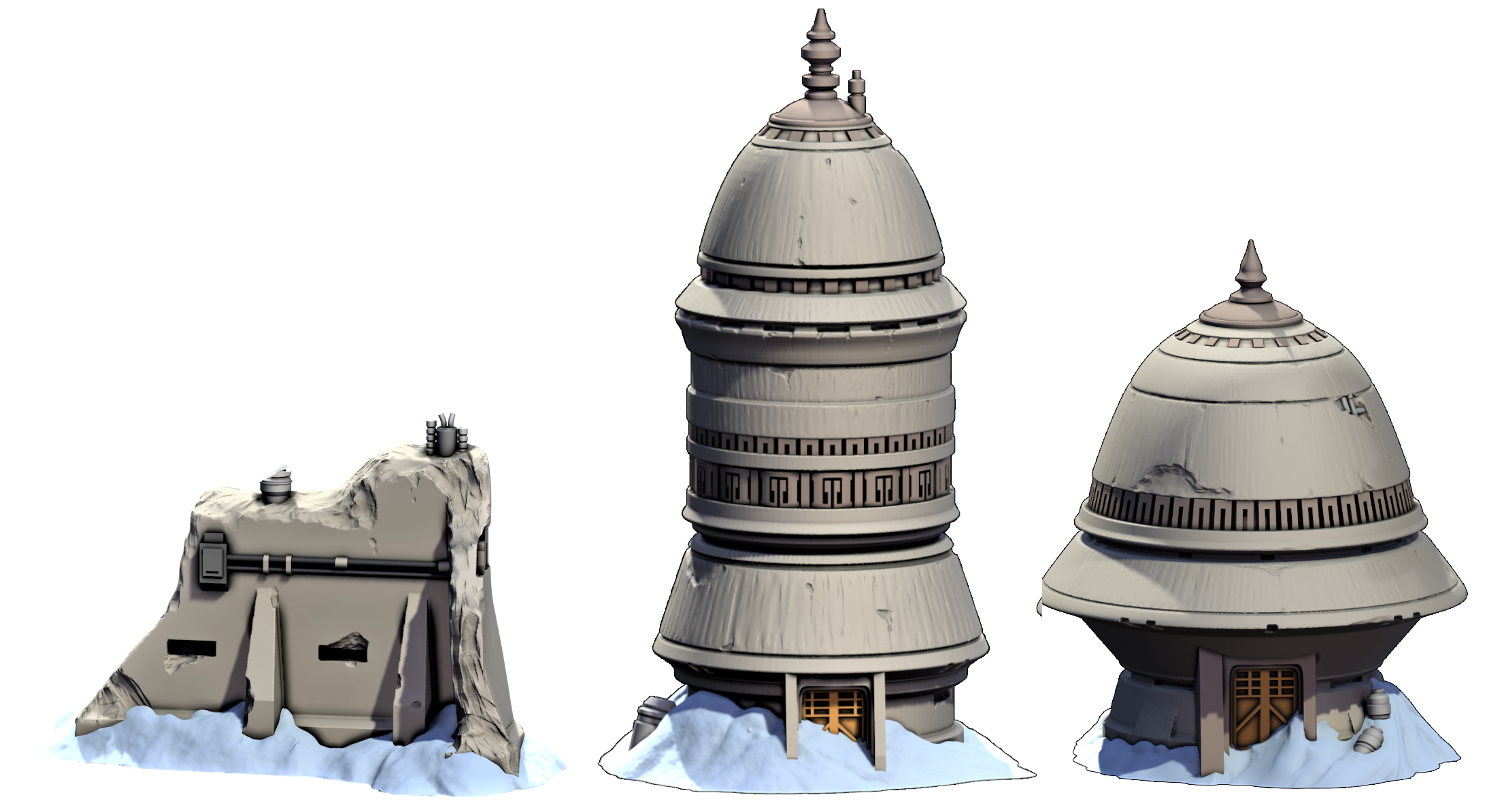 B'ommar Monk Hoth Ralph McQuarrie Monastery Remains Ruins Star Wars 3D printable Terrain STL