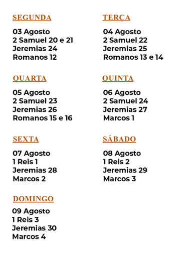PLANO DE LEITURA BÍBLICA