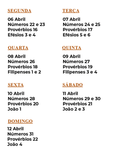 PLANO DE LEITURA BÍBLICA 