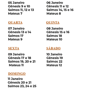 PLANO DE LEITURA BÍBLICA
