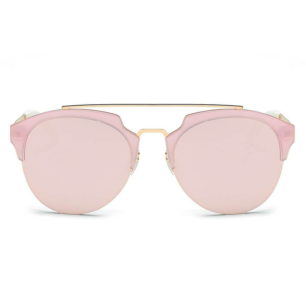 Thumbnail: COROLLA | Half Frame Mirrored Lens Horned Rim Sunglasses Circle