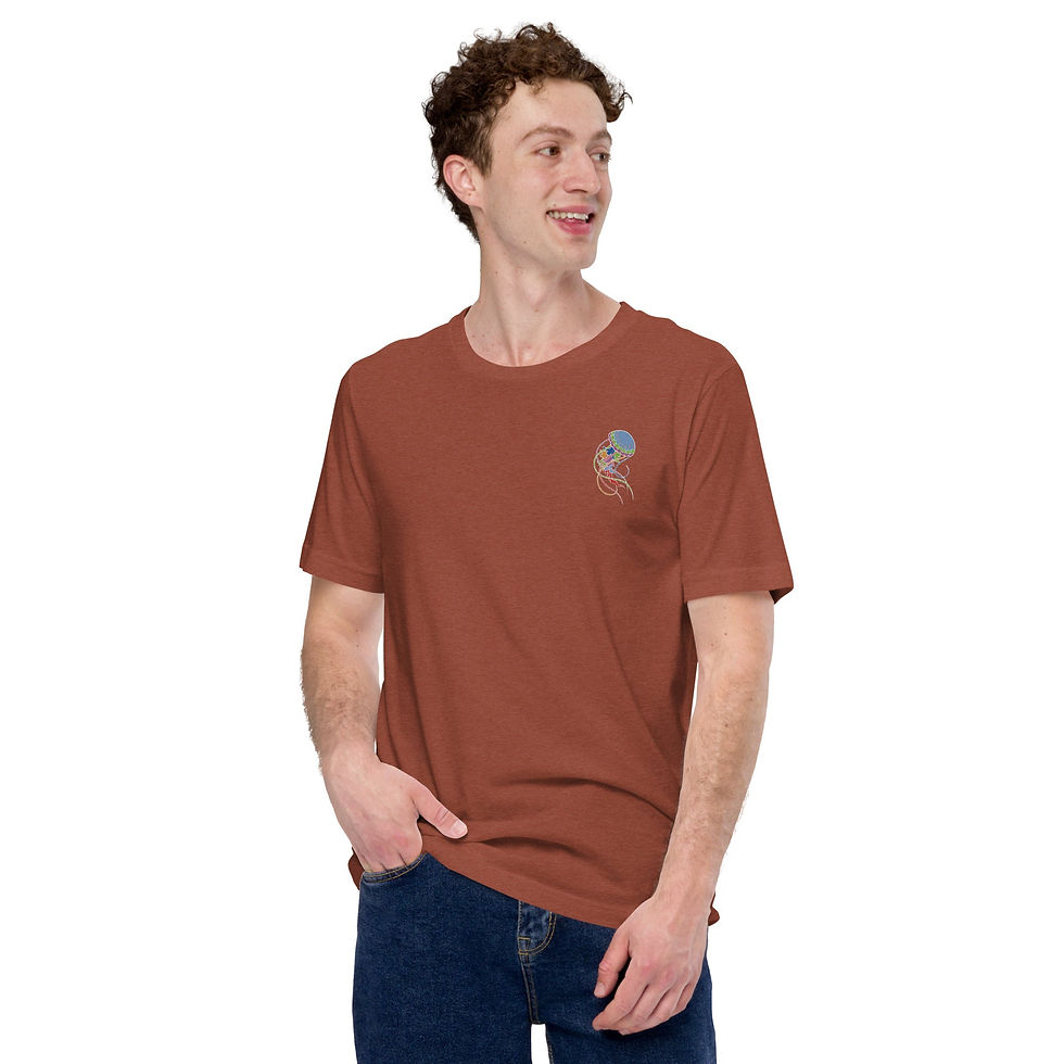 Thumbnail: Think Ocean Jellyfish Fluorescence Cotton Embroidered T-Shirt