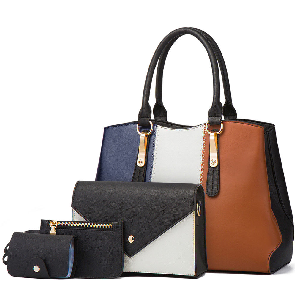 Women's PU Leather Handbag Set 4 Pieces with Crossbody and Shoulder Bags
