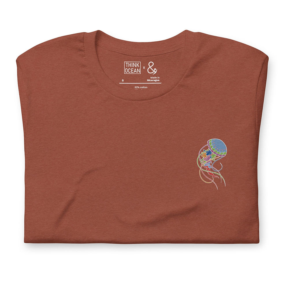 Thumbnail: Think Ocean Jellyfish Fluorescence Cotton Embroidered T-Shirt