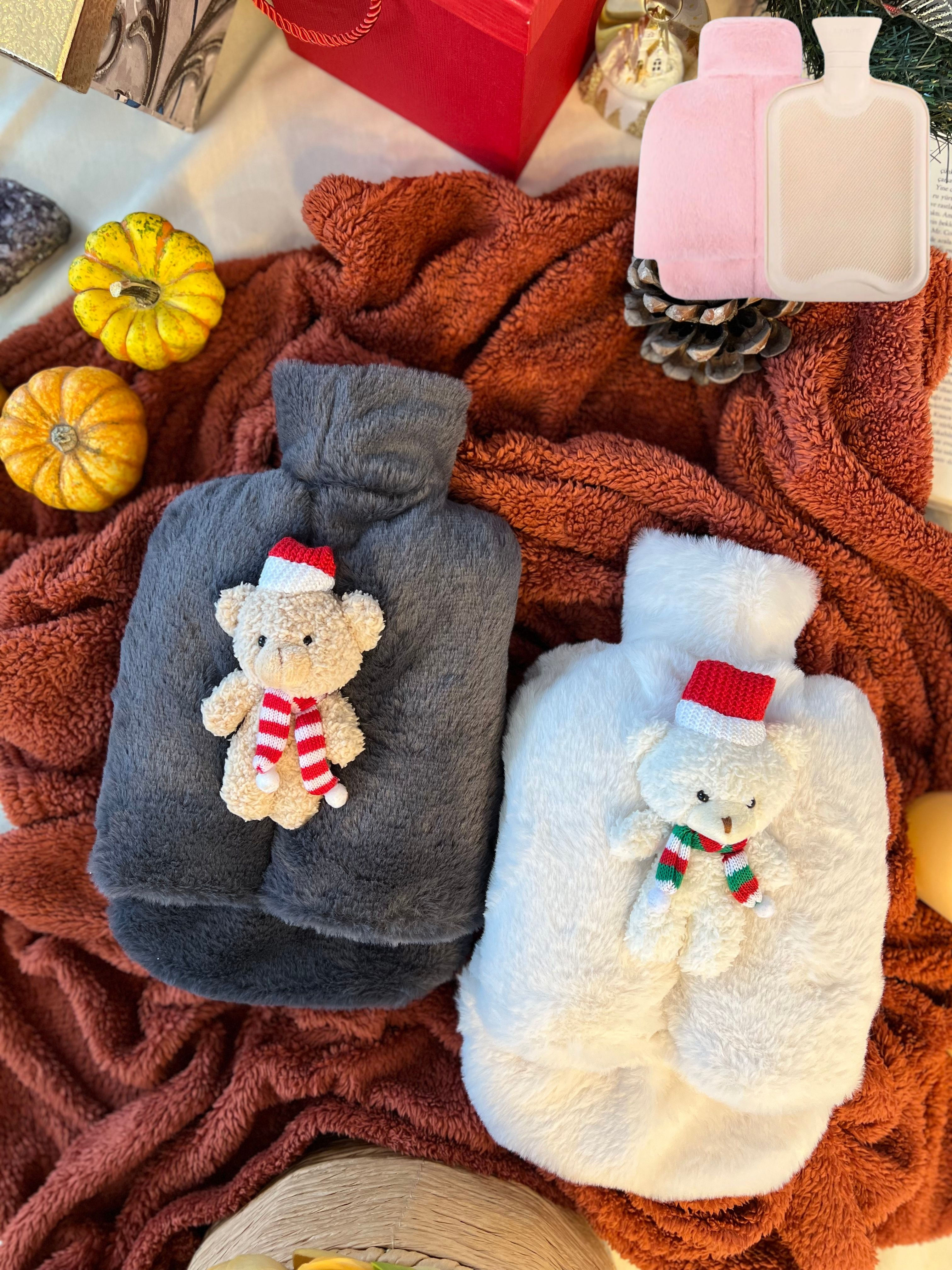 Füme ve Kar Beyaz Sıcak Su Torbalı Ayak Isıtıcı Peluş Oyuncaklı Çiftler İçin Sevgiliye Hediye Yeni Yıl Yılbaşı