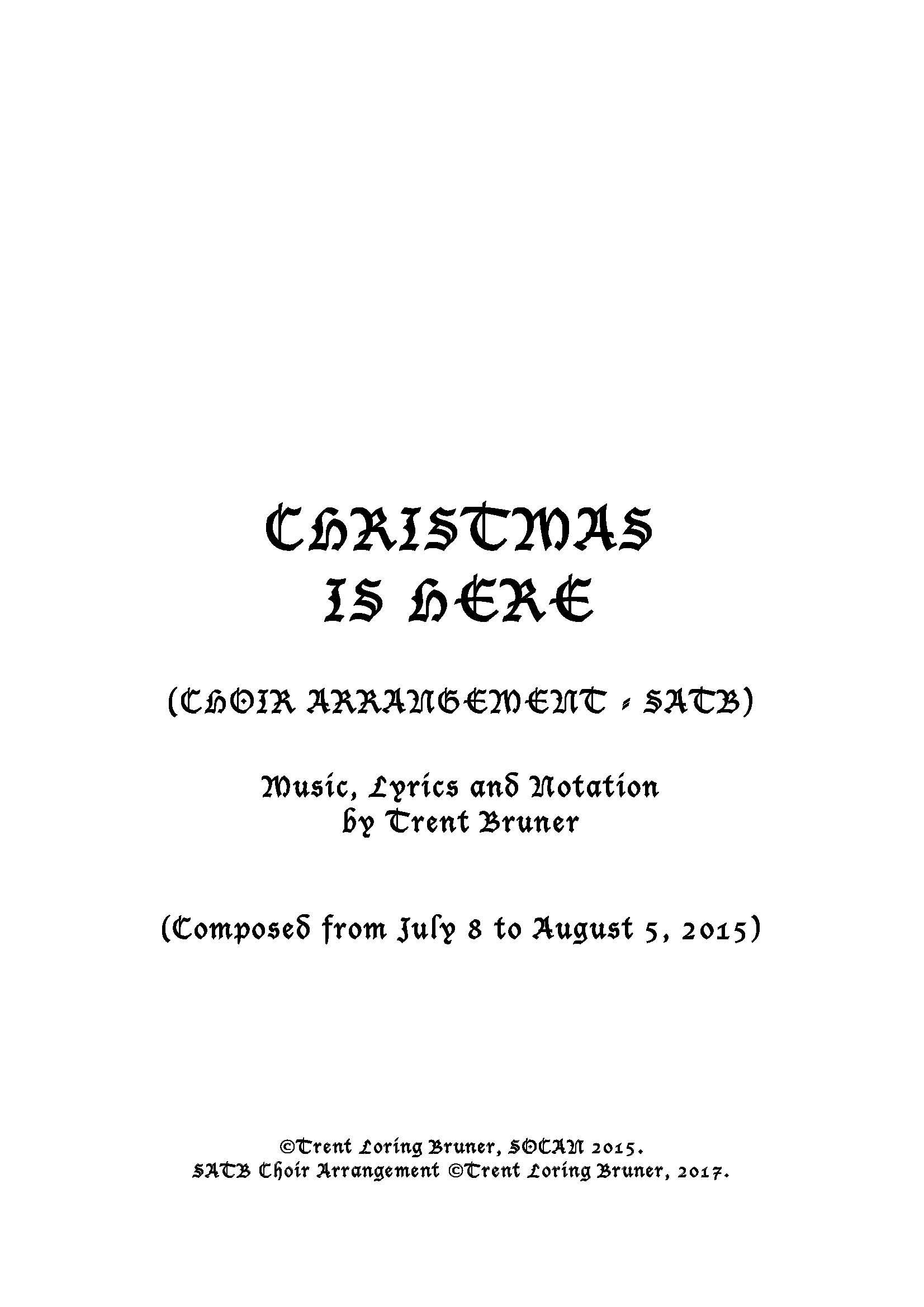 Christmas is Here-SATB Guitar Piano