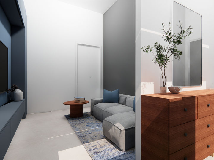 Zona giorno appartamento ristrutturato a Milano — progetto Black Diamond