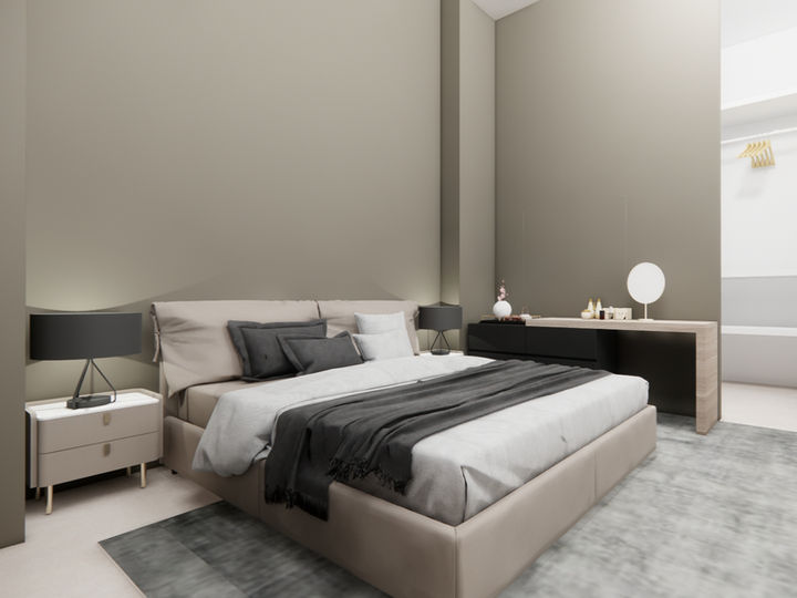 Camera da letto moderna progettata da Paolo Rosso – Black Diamond Architecture, interior design residenziale chiavi in mano.