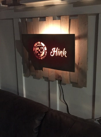 Thumbnail: LIGHTED MONTANA MARINE W/CUSTOM LAST NAME WOODEN WALL DECOR