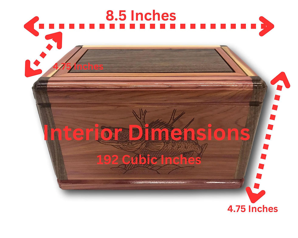 Thumbnail: Walleye Wooden Burial Urn Cedar/Cherry/Maple/Hickory with Walnut Options