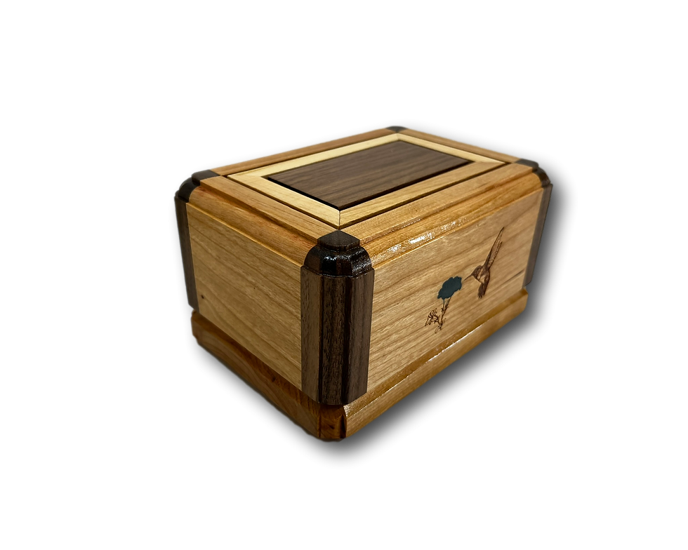 Thumbnail: Keepsake Epoxy Hummingbird Scene Wooden Urn
