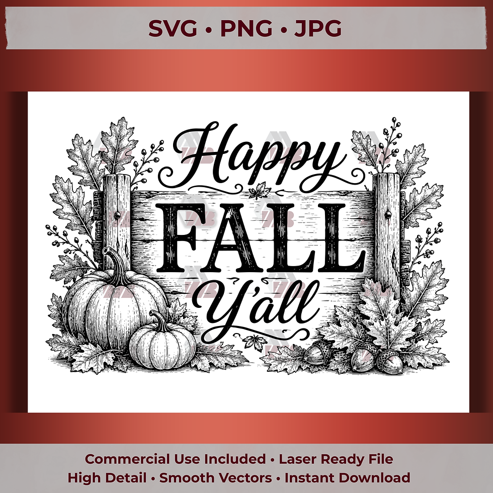 Happy fall yall SVG digital download for laser engraving