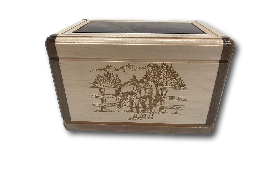 Thumbnail: Riderless Horse Wooden Burial Urn Cedar/Maple/Cherry/Hickory with Walnut Options