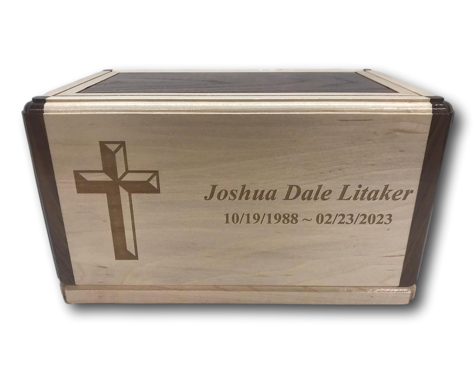 Thumbnail: Religious Cross #2 Wooden Burial Urn Cedar/Maple/Cherry/Hickory with Wal