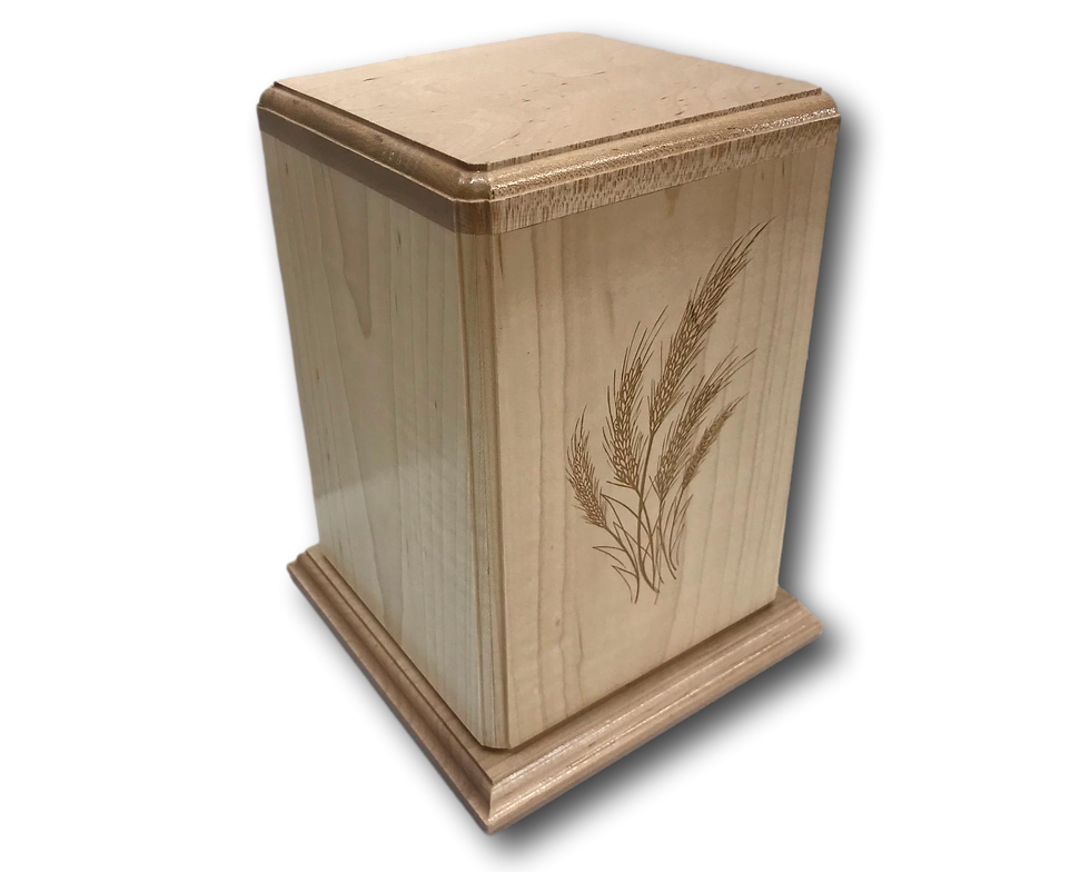 Thumbnail: Wheat Cube with Platform Wooden Burial Urn Cedar/Maple/Cherry/Hic
