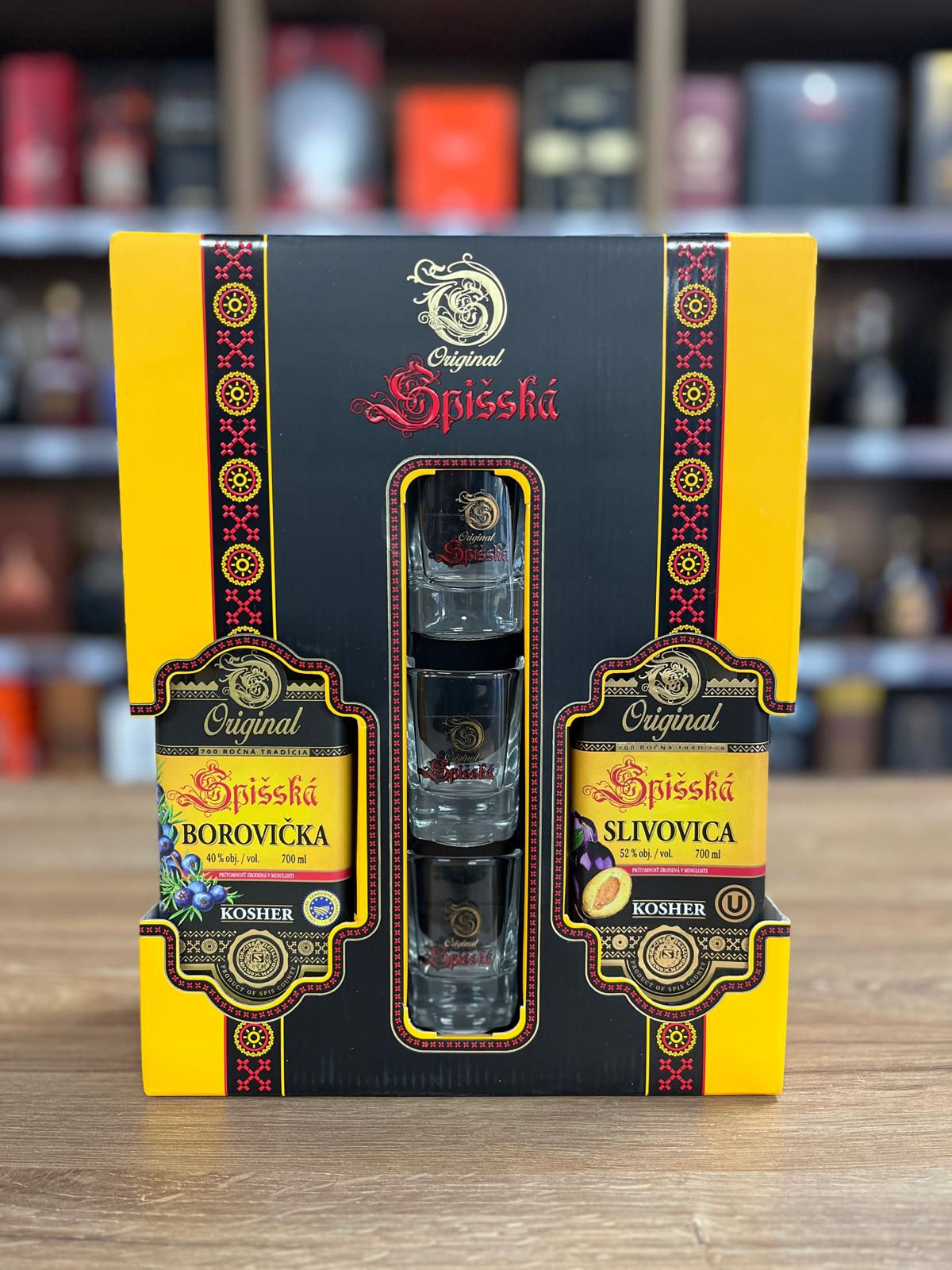 BOROVIČKA+SLIVOVICA  SPIŠSKA 2×0.7L 40%+3pohare