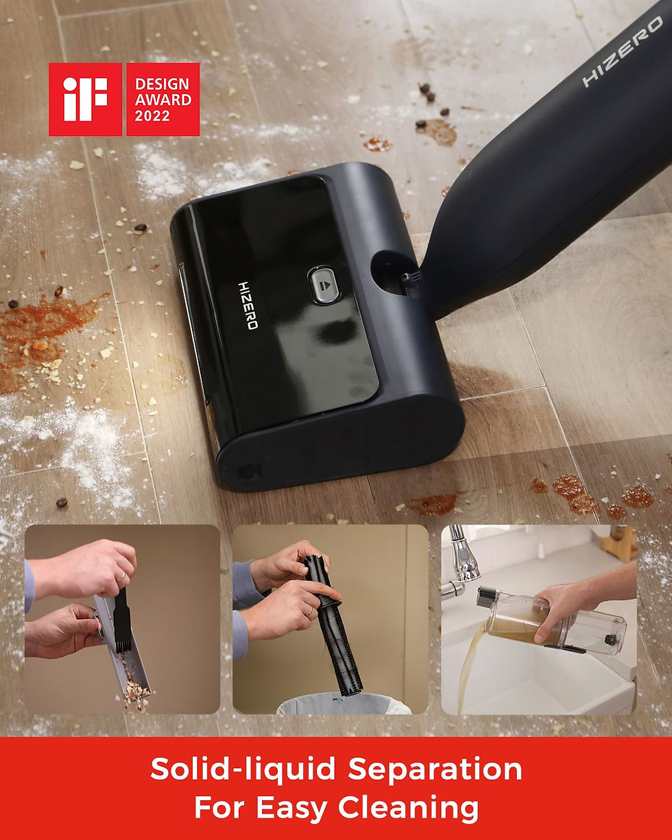 Thumbnail: HIZERO F600 Hard Floor Cleaner with Headlight, Self-Cleaning Roller 