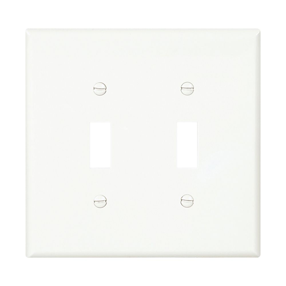 Eaton PJ2W 2-Gang Toggle Switch Wall Plate, Unbreakable Polycarbonate, Mid-Size