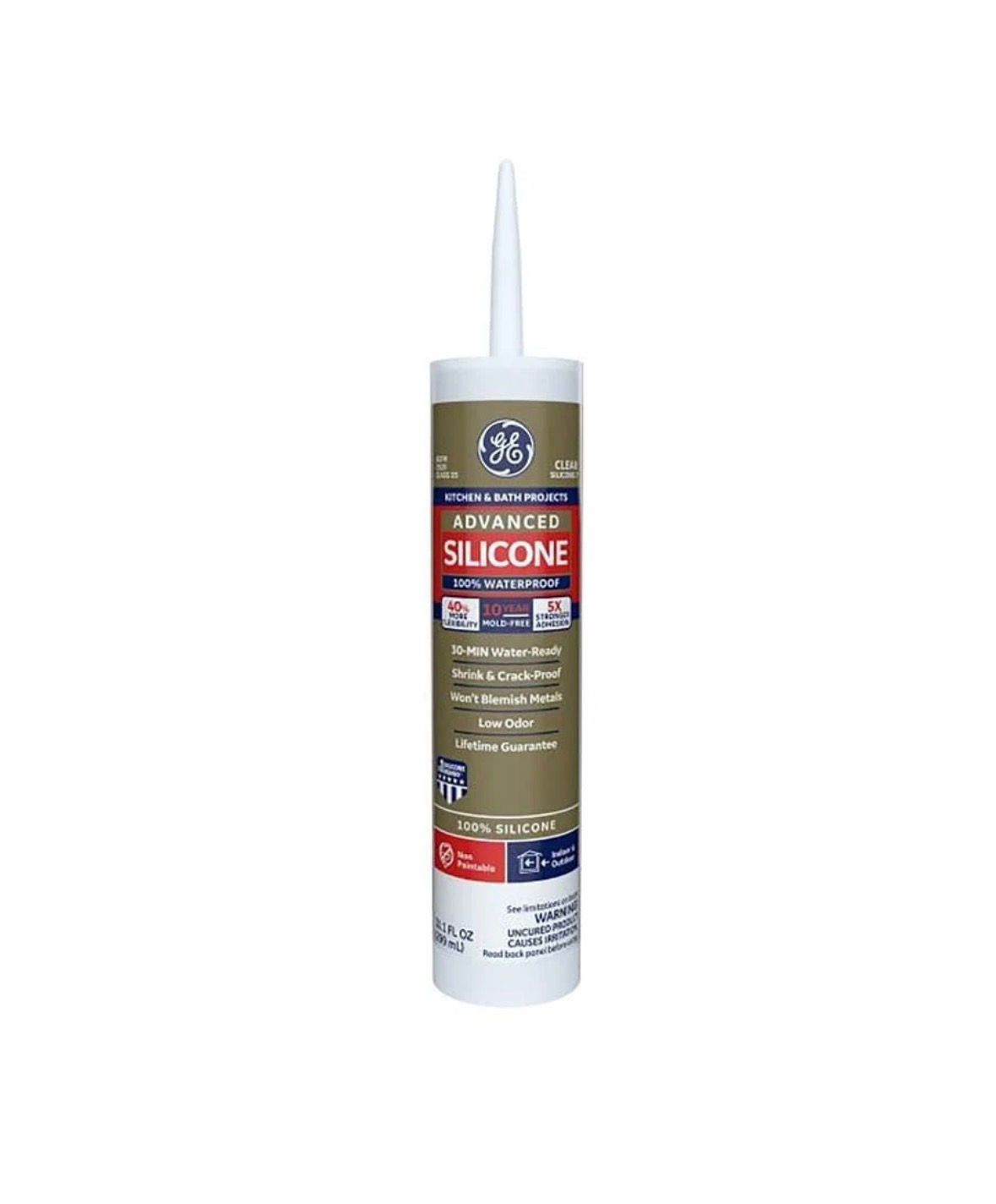 GE 2812562 10.1 oz. Advanced Silicone II Kitchen and Bath Sealant, Clear