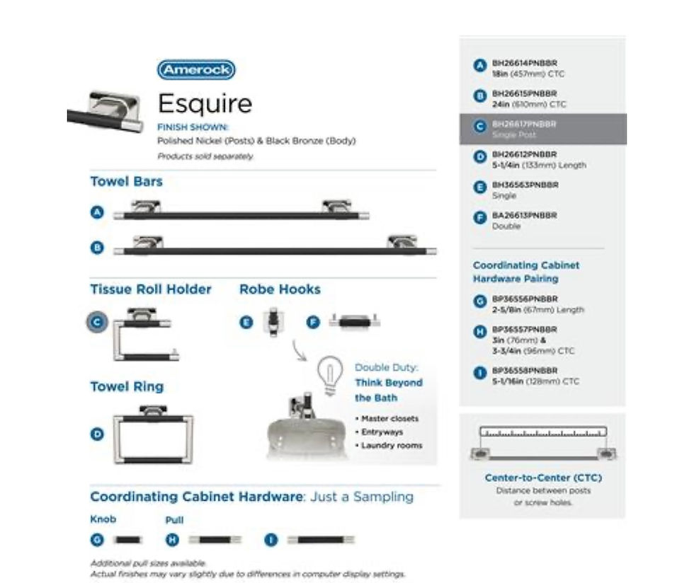 Thumbnail: Amerock BH26617PNBBR Single Post Tissue Holder finished Polished Nickel/Black Br
