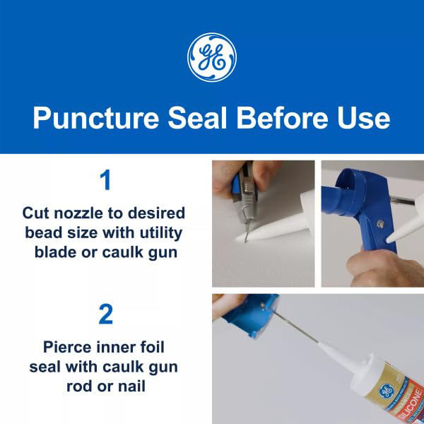 Thumbnail: GE 2749484 Silicone Sealant, 10 oz, Cartridge, White, Silicone Base, Tub & Tile