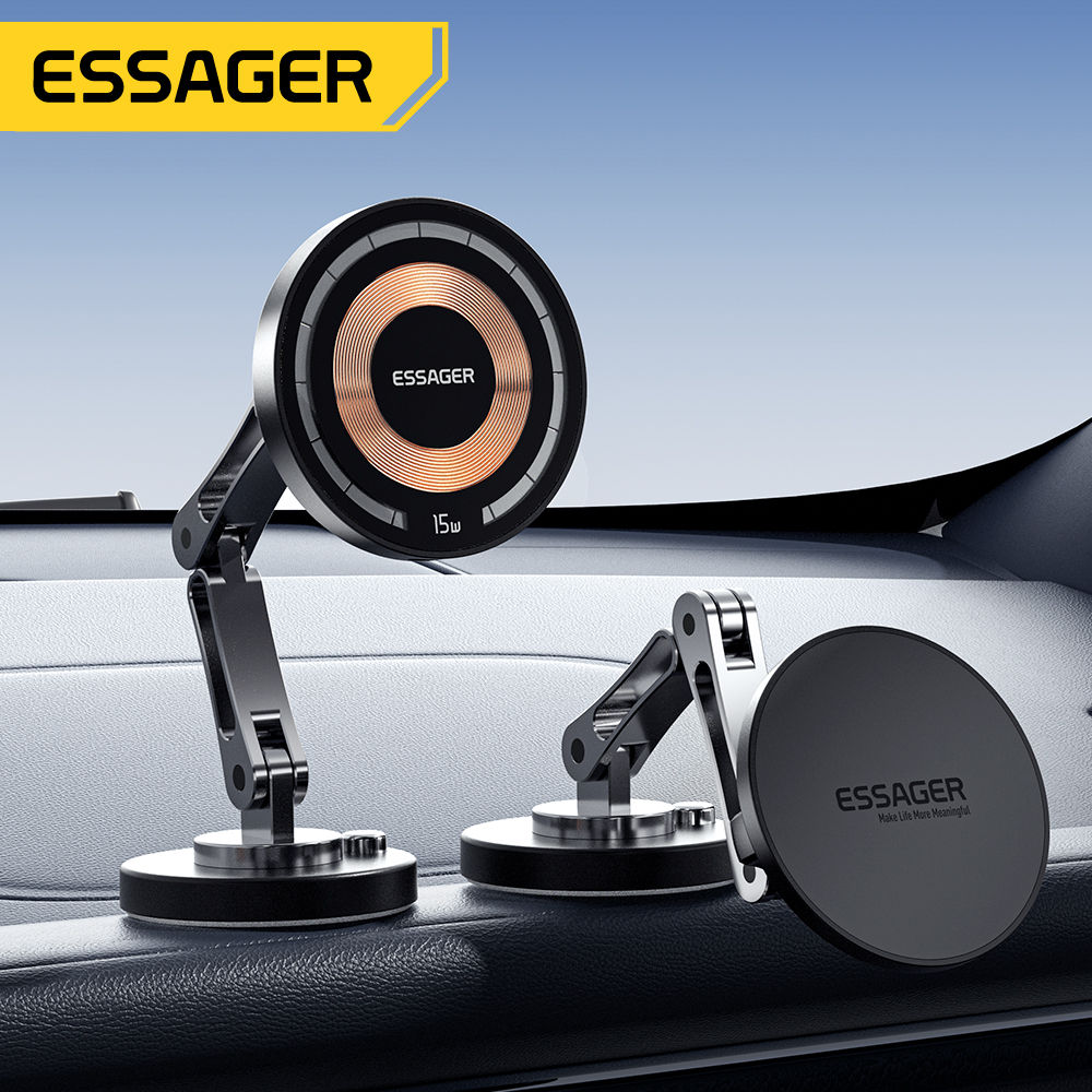 Essager Magnetic Wireless Charger Car Phone Holder 15W Fast Charging Easy Paste 