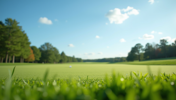 Eye-level view of Kingsville Golf & Country Club fairway with lush green grass and clear blue sky