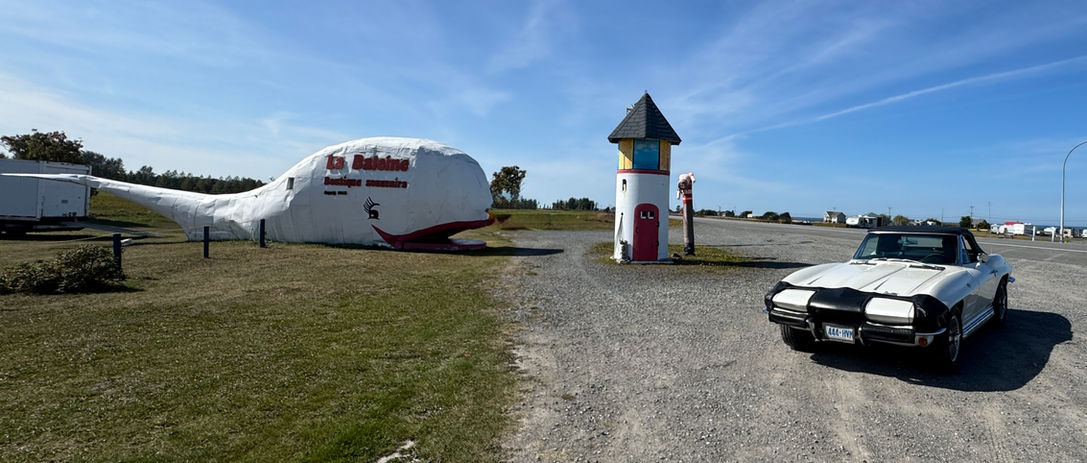 La Baleine whale structure and colorful lighthouse