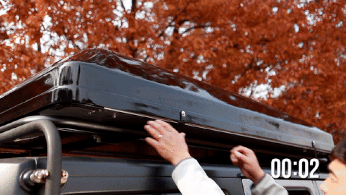 GIF compilation of the Skycamp, setting up and using on when on the drive, from the Kickstarter campaign