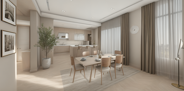 Minimalistic Kitchen & Dining Area
