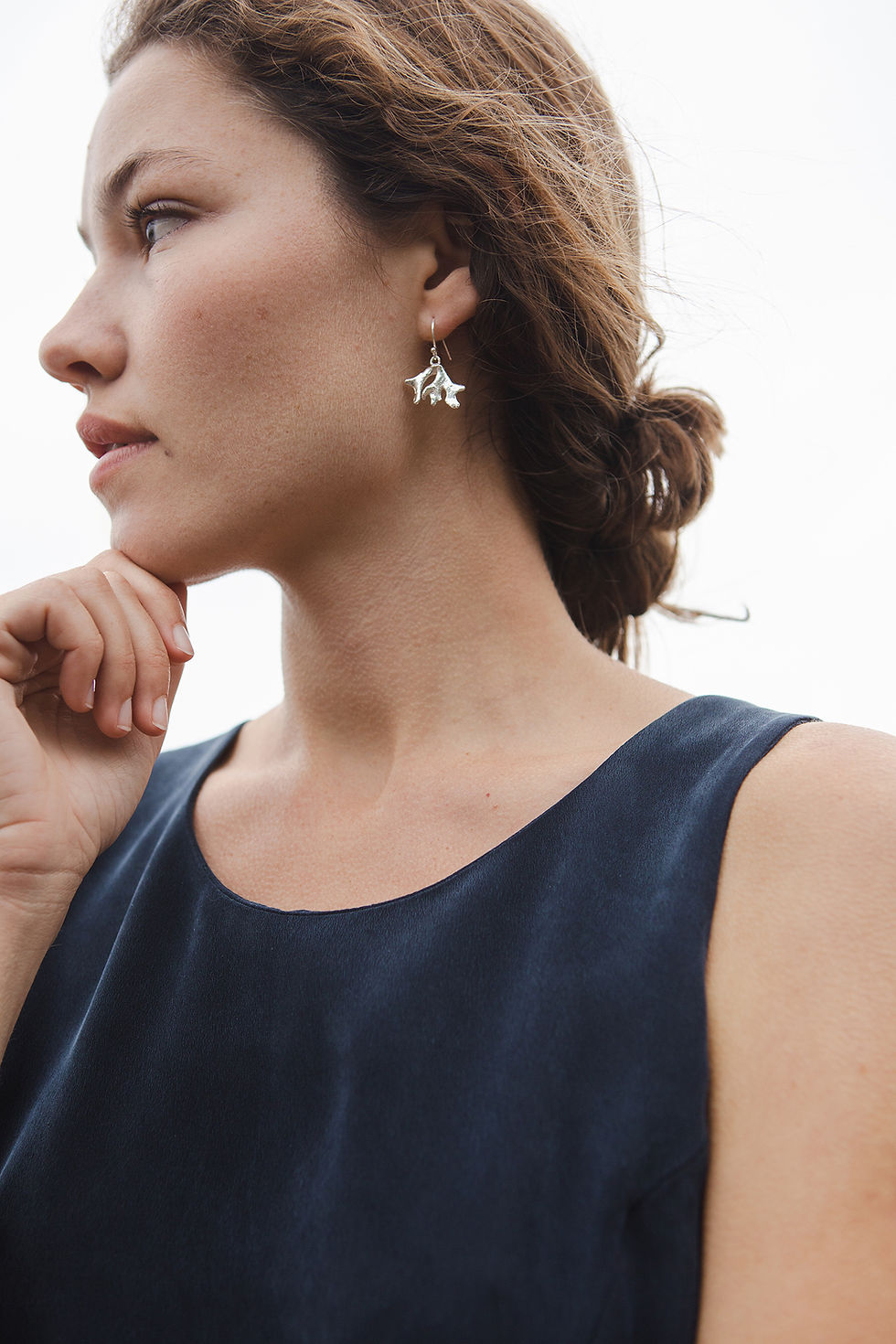 Thumbnail: Coral Cast Silver Earrings