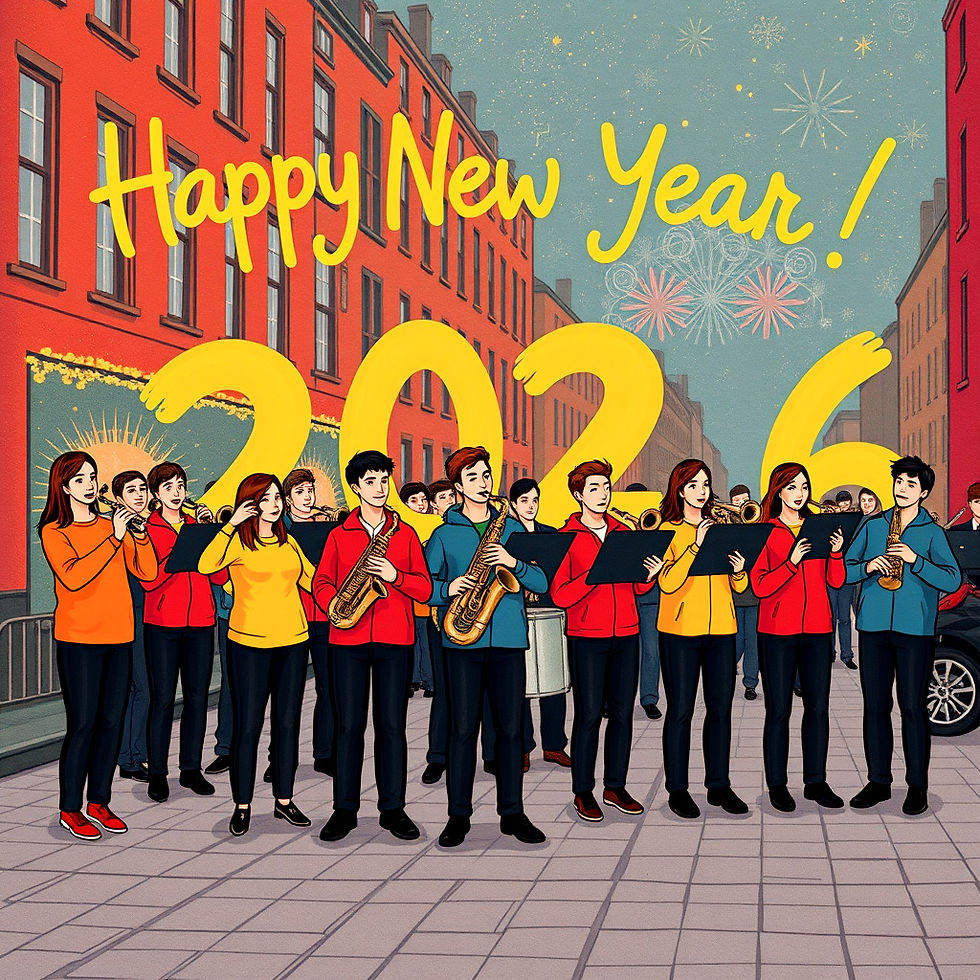 Happy New Year 2026 with a band playing