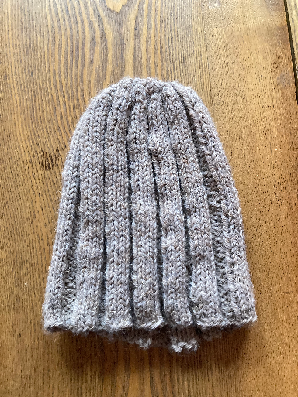 Thumbnail: hand knit oatmeal color winter hat wool