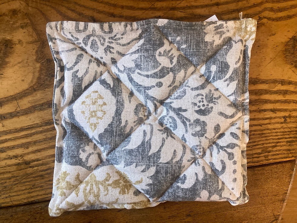Thumbnail: floral grey wool potholder